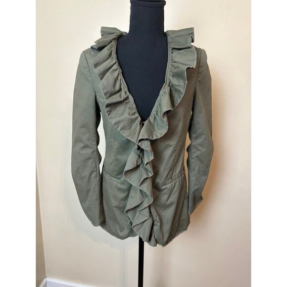 Alice + Olivia Olive Ruffle Suit Jacket - Picture 1 of 6